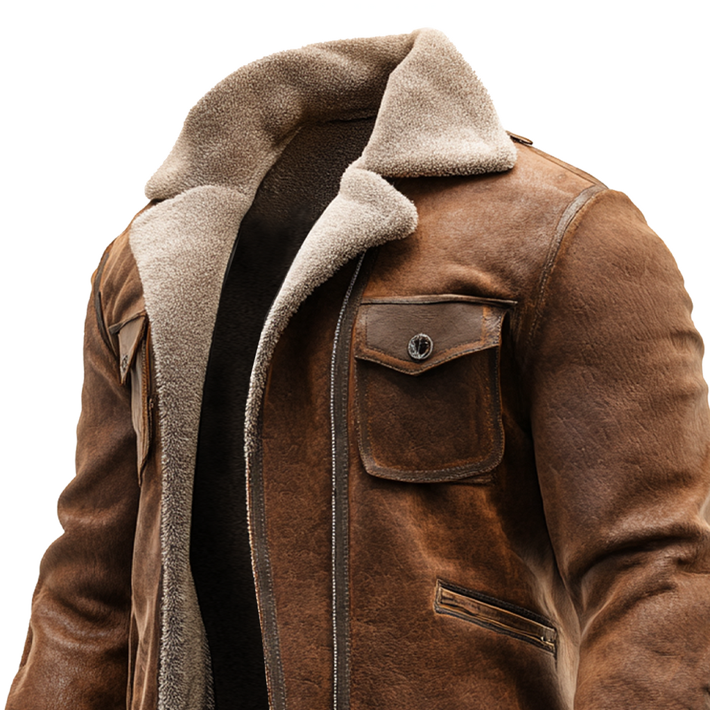 Daniel™ | Chaqueta de Cuero Marrón Vintage con Forro de Piel Sintética
