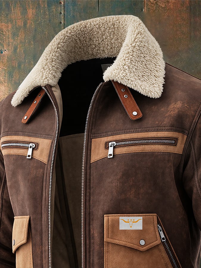 BOMBER DE SUEDE BRUIN CON CUELLO DE SHERPA CÁLIDO