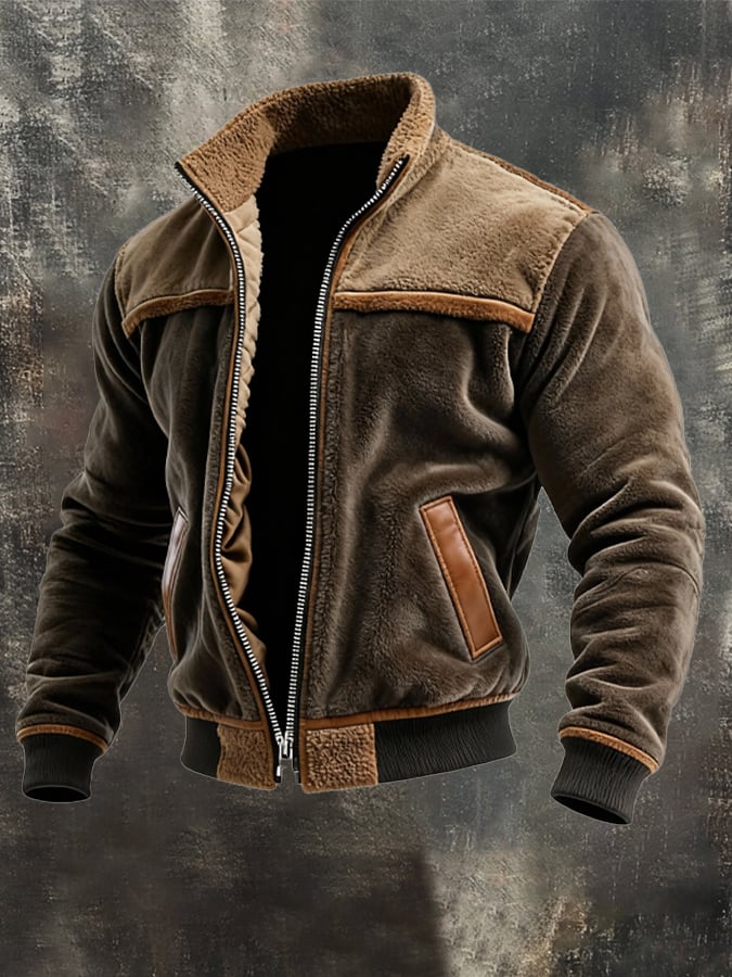CHAQUETA DE VELVET CÁLIDO Y CUERO SINTÉTICO CON FORRO POLAR