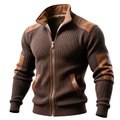 Santiago™ | Chaqueta Marrón de Canalé con Cremallera y Acentos de Piel