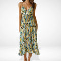 Yamy | Vestido midi estampado con tirantes