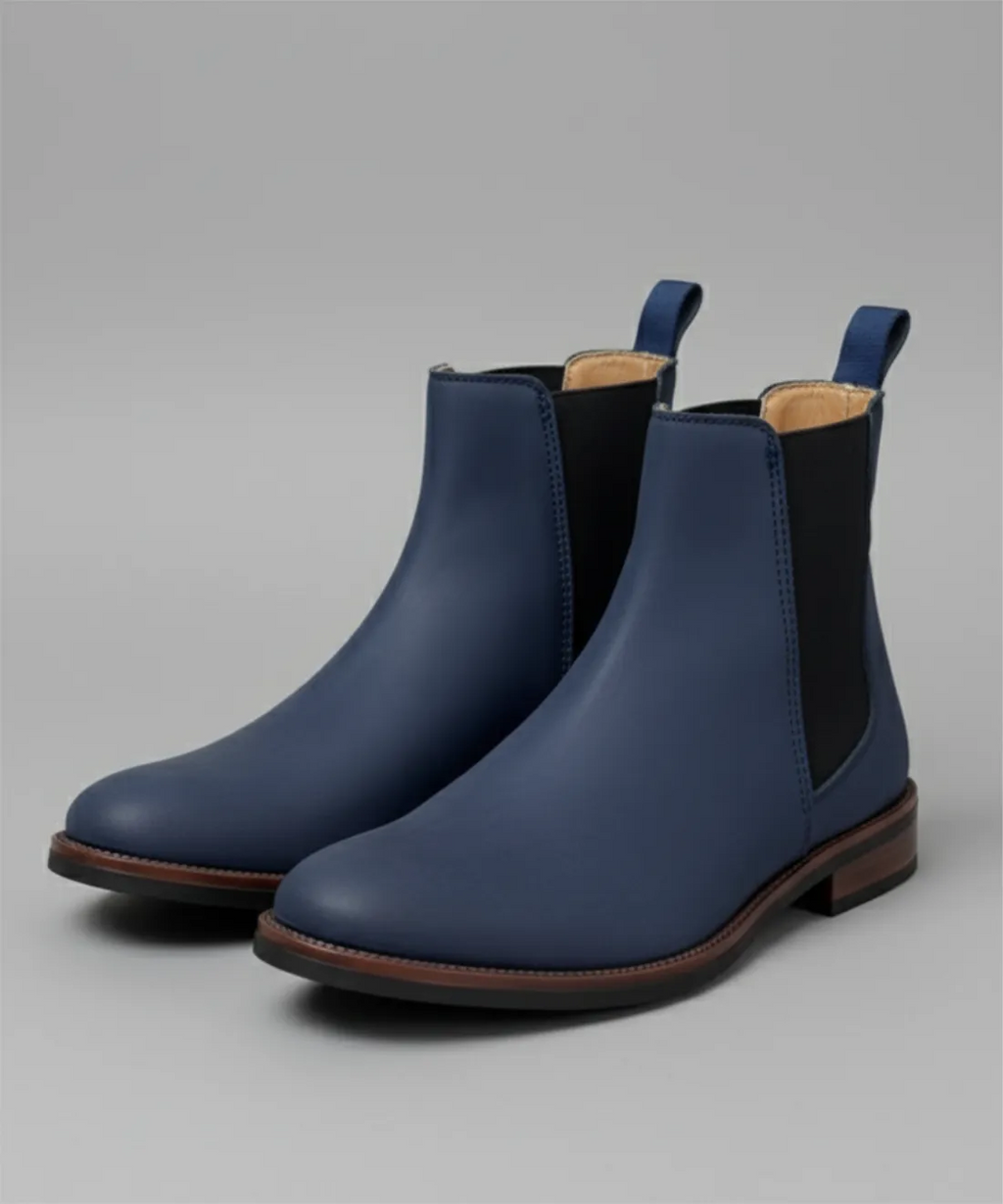 Botín Tipo Chelsea Azul Marino(Nobuck)