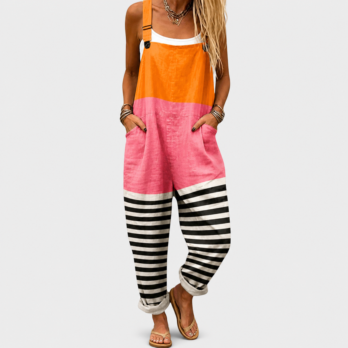 Livia™ | Tuta Stampata Multicolor Rosa e Arancione