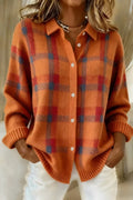 Michela | Cardigan in Maglia Scozzese con Bottoni
