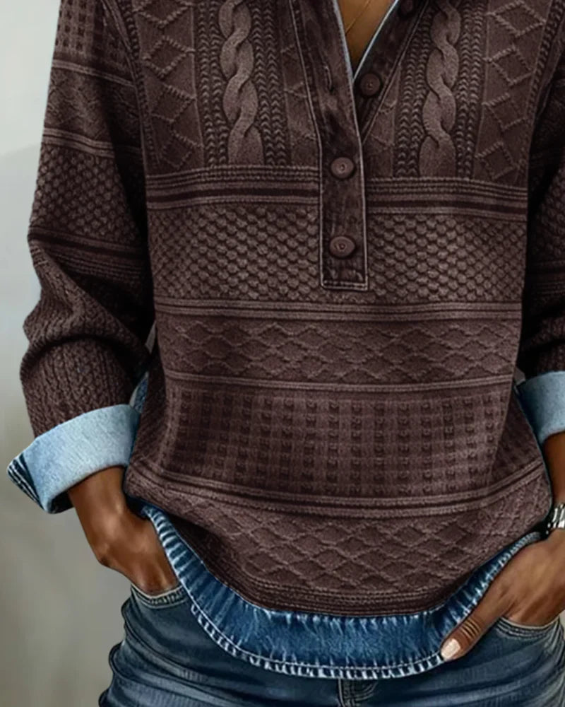 Melkorka - Sudadera Con Solapa y Medio Botón a La Moda