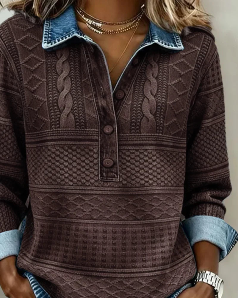 Melkorka - Sudadera Con Solapa y Medio Botón a La Moda