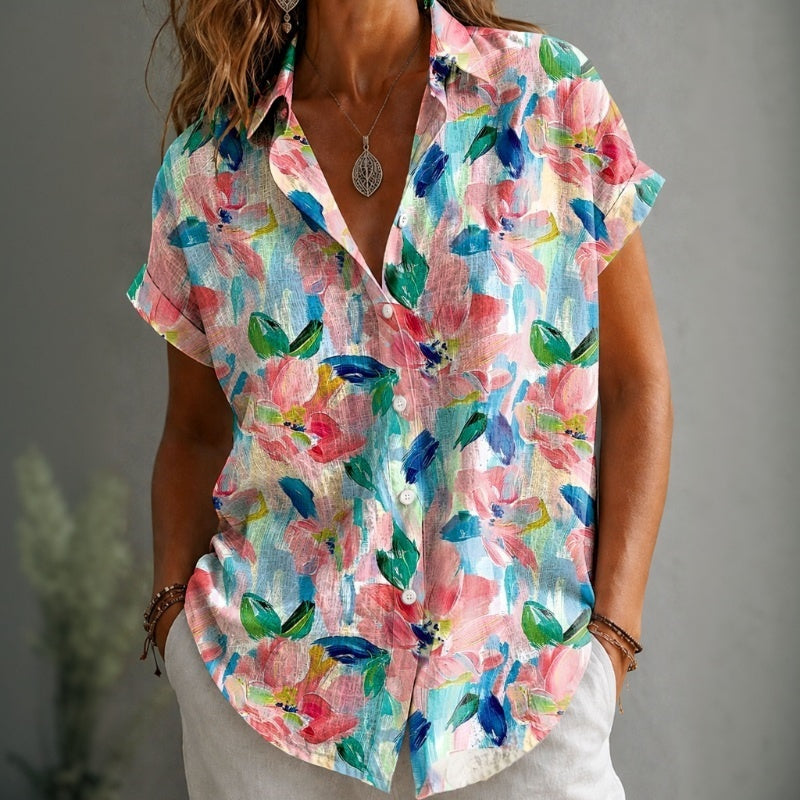 Blusa Diamanda Estampado Camisa Floral