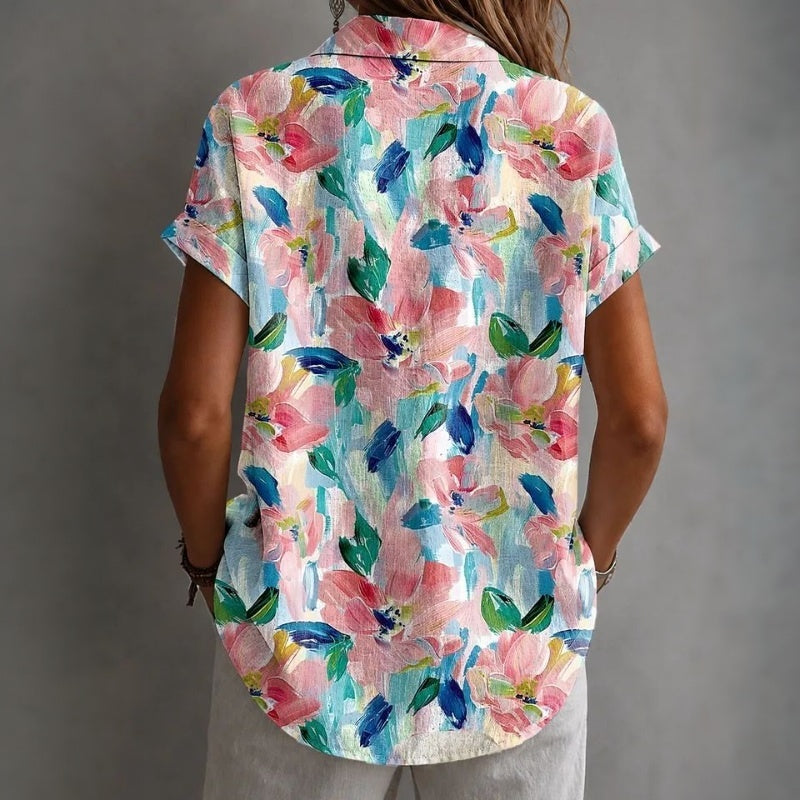 Blusa Diamanda Estampado Camisa Floral