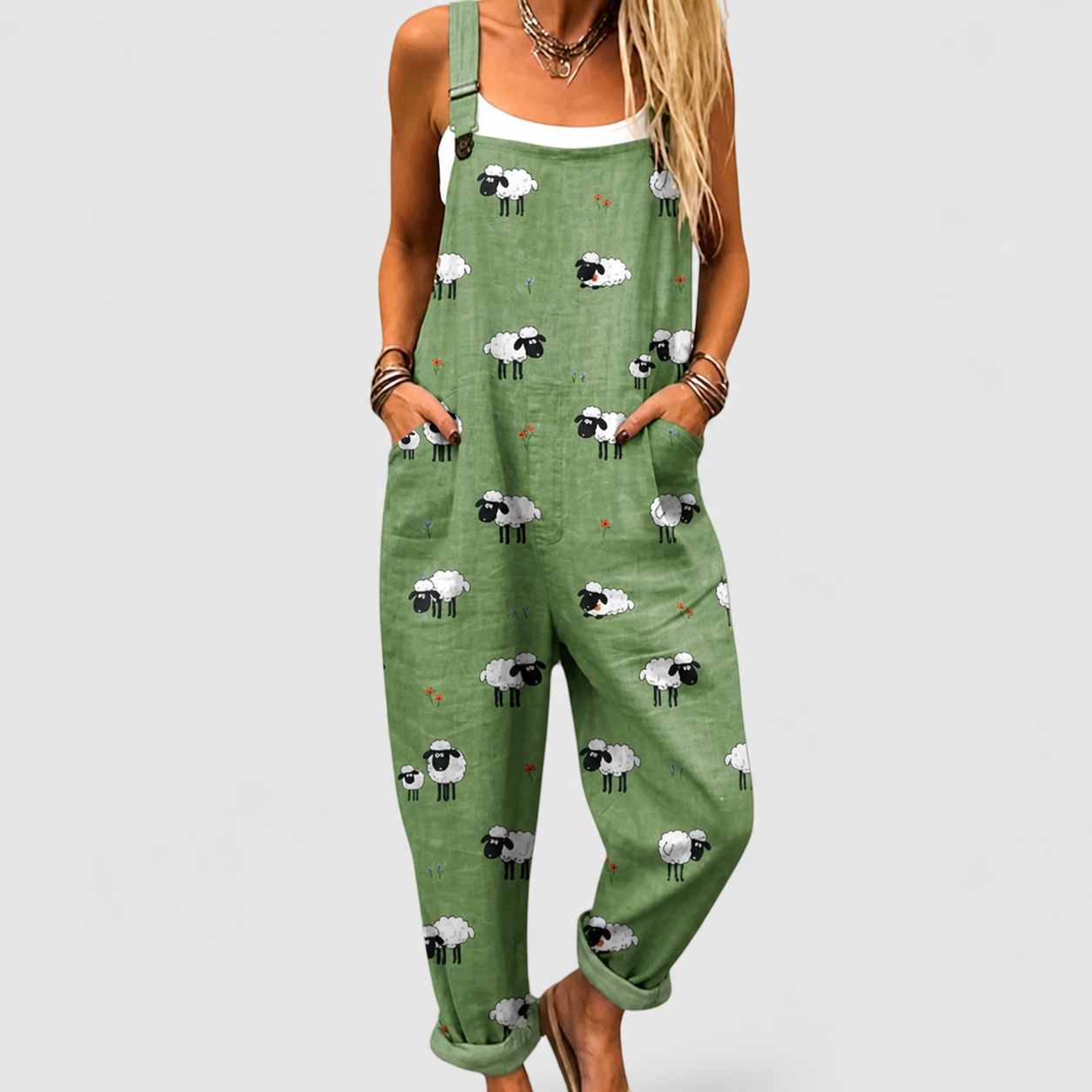 Barbara™ | Tuta Stampata Pecorelle Verde