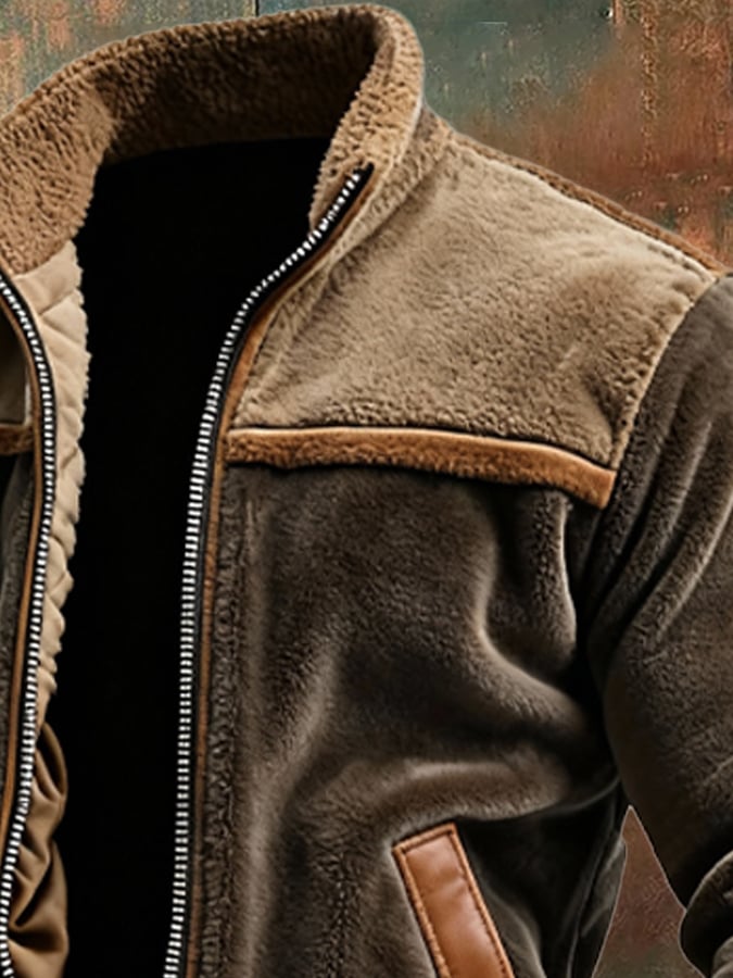 CHAQUETA DE VELVET CÁLIDO Y CUERO SINTÉTICO CON FORRO POLAR