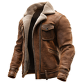 Daniel™ | Chaqueta de Cuero Marrón Vintage con Forro de Piel Sintética