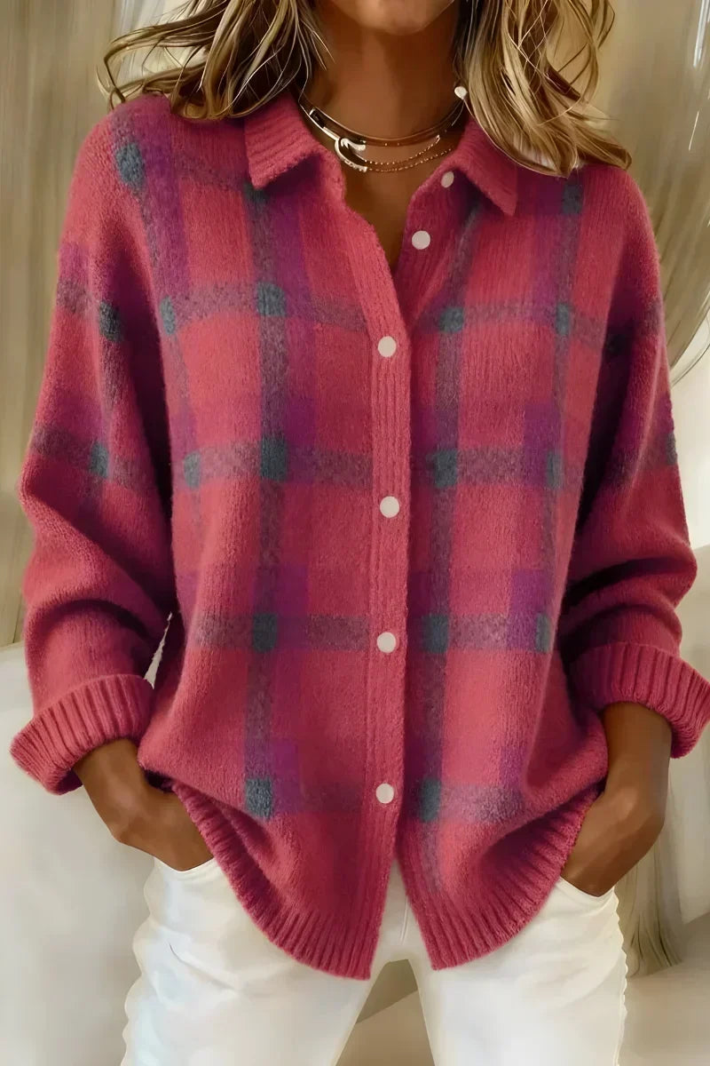 Alessia | Cardigan Scozzese Classico con Colletto