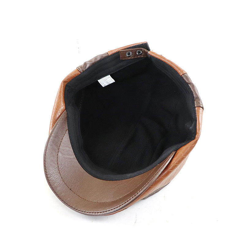 Gorra Picuda de Piel Sintética de Cocodrilo para Hombre Retro