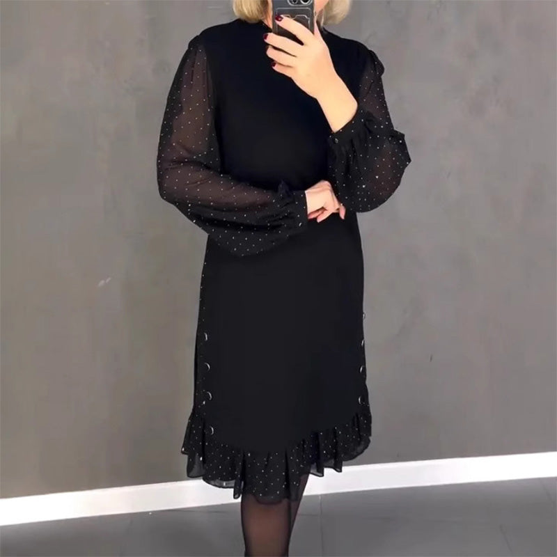 Estela | Vestido Elegante con Cristales y Escote Redondo