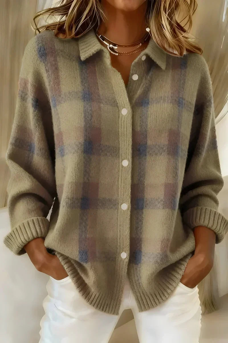 Talia | Cardigan in Maglia a Quadri Accogliente