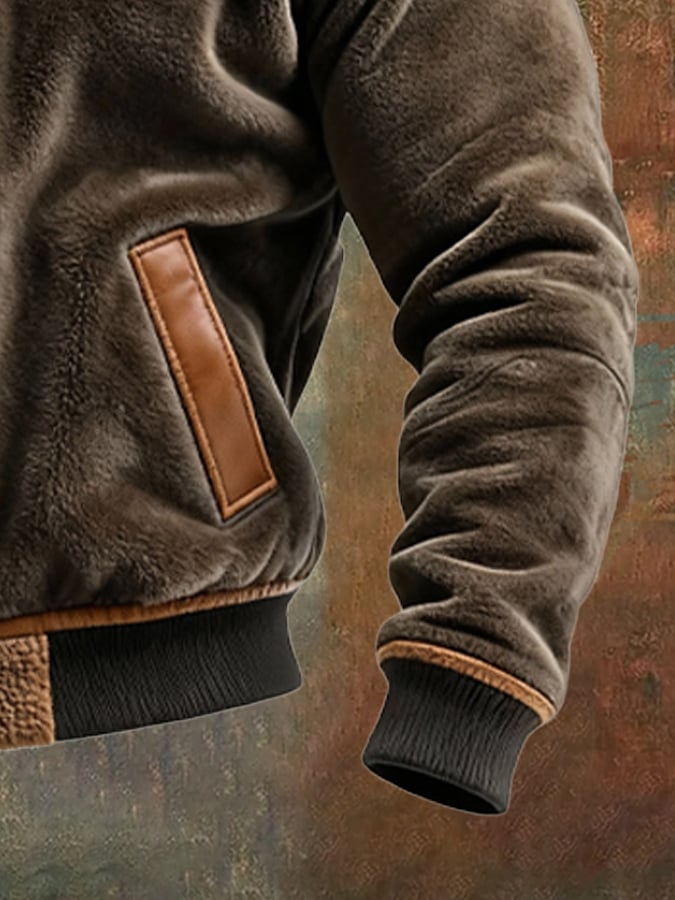 CHAQUETA DE VELVET CÁLIDO Y CUERO SINTÉTICO CON FORRO POLAR