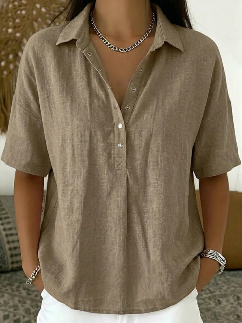 Velara | Blusa con cuello y detalles de botones para Mujer