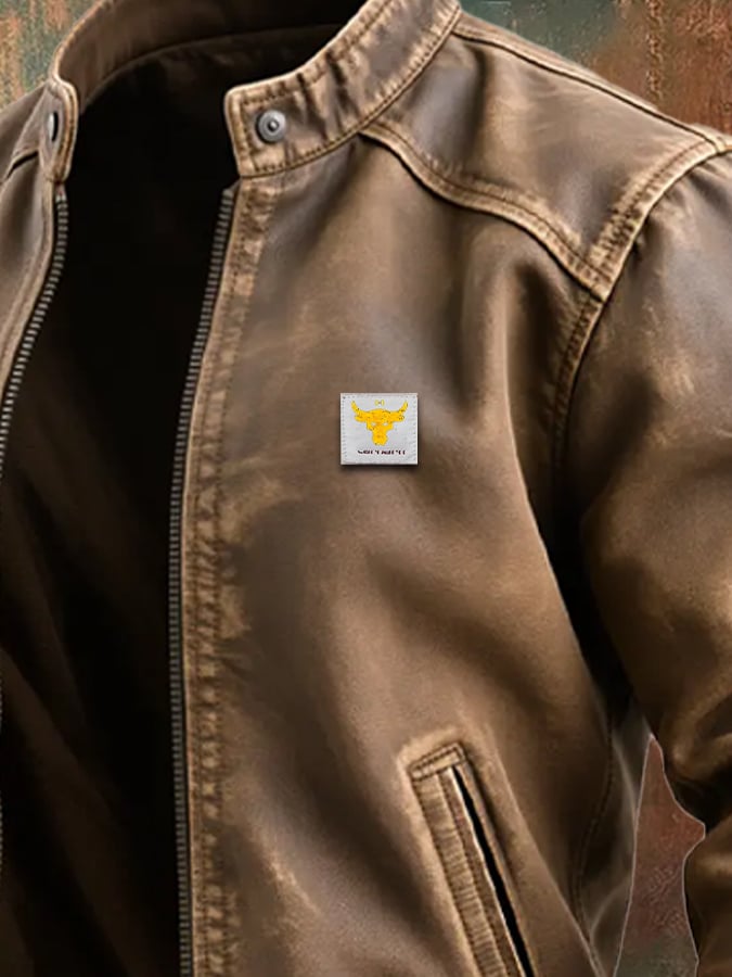 CHAQUETA DE TELA MARRÓN ENVEJECIDA CON UN CORTE CLÁSICO