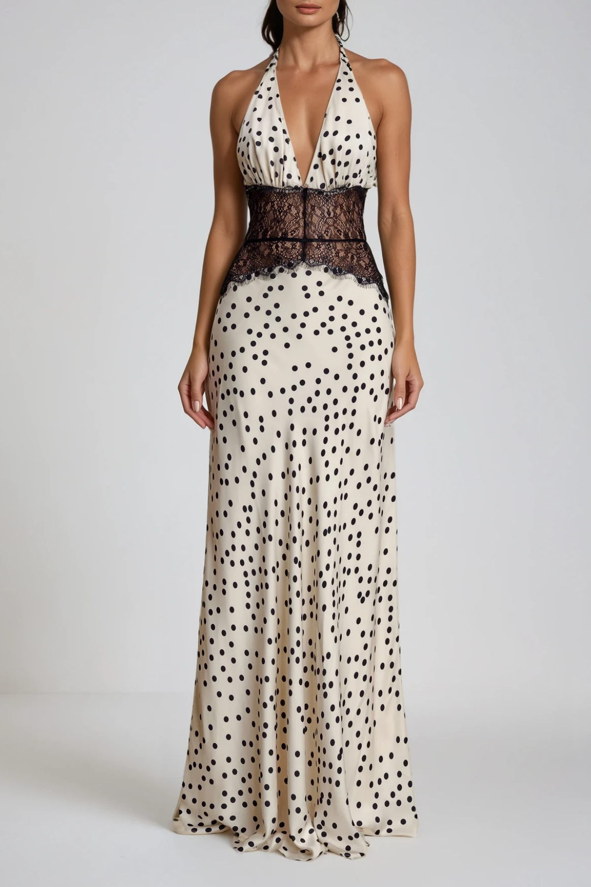 Clara™ | Vestido Maxi Lunares con Encaje Elegante