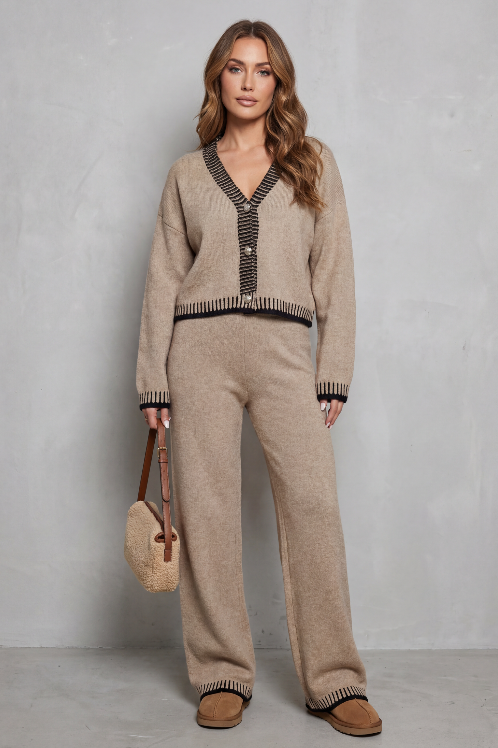 Amelia™ | Conjunto Knit Relajado con Detalles en Contraste