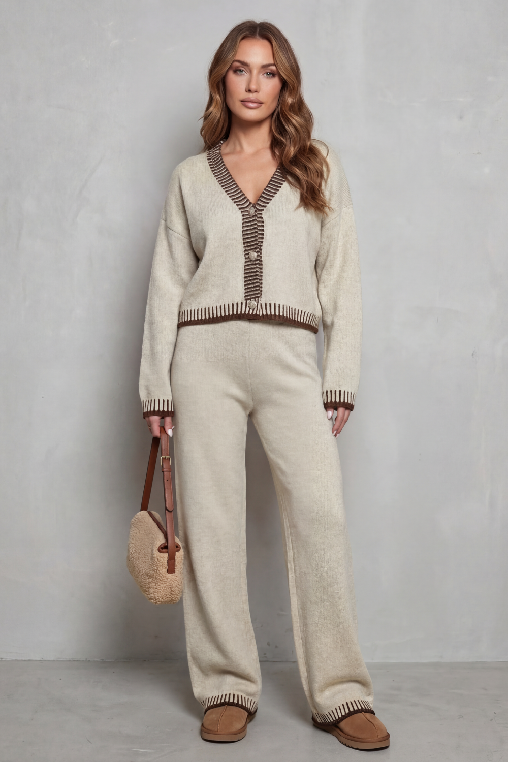 Amelia™ | Conjunto Knit Relajado con Detalles en Contraste