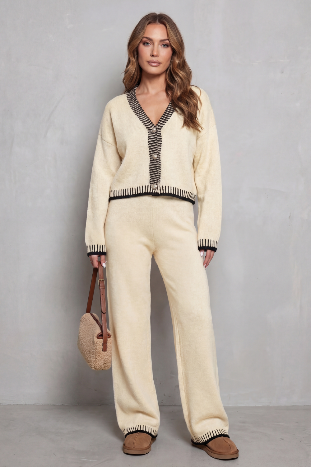 Amelia™ | Conjunto Knit Relajado con Detalles en Contraste