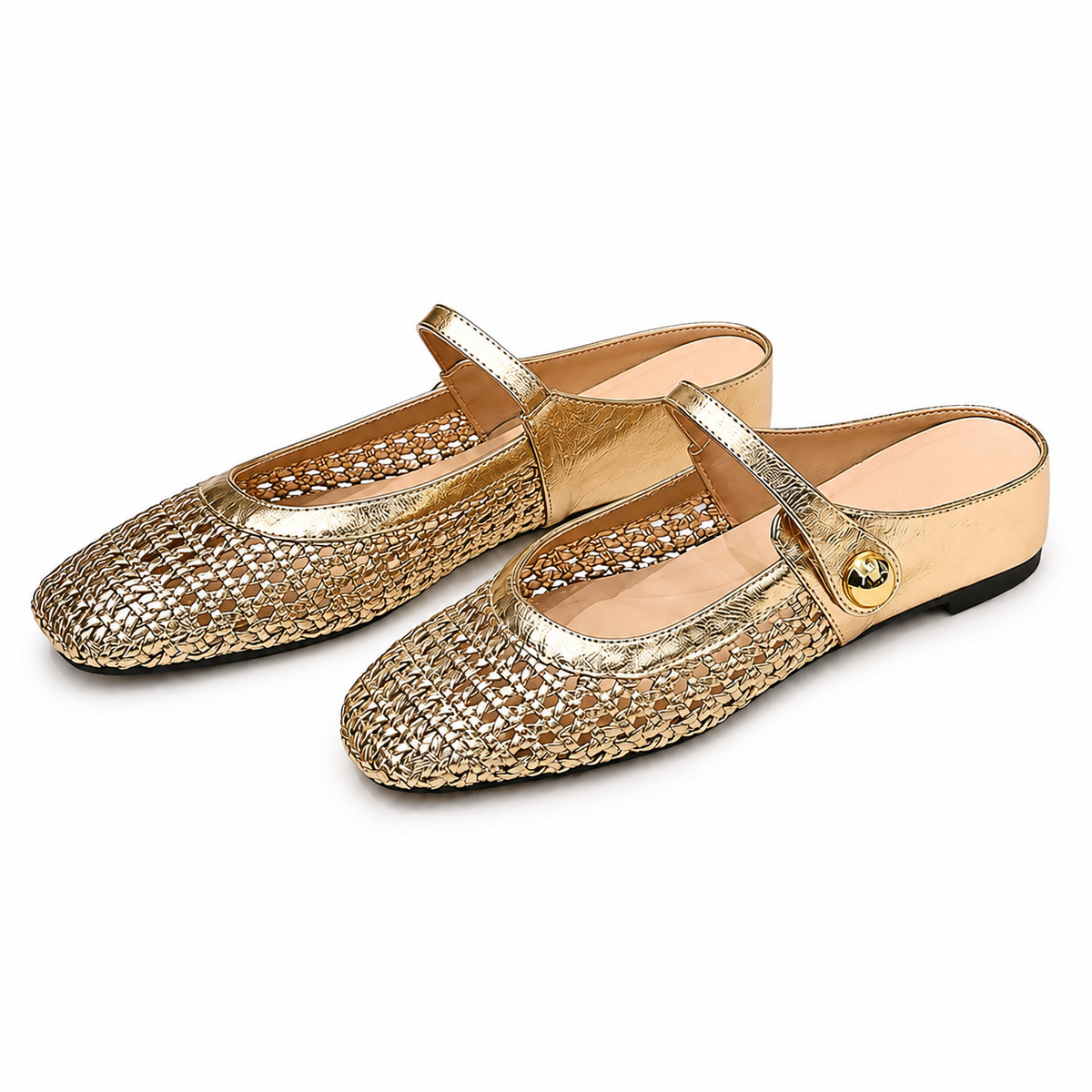 Zapatos Flats Trenzados Punta Cuadrada
