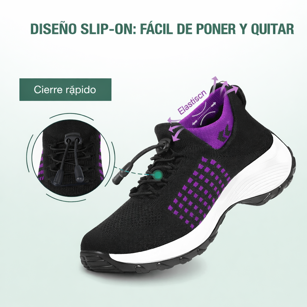 Ambulo Zapatos Ortopédicos Tejido - Púrpura Negro