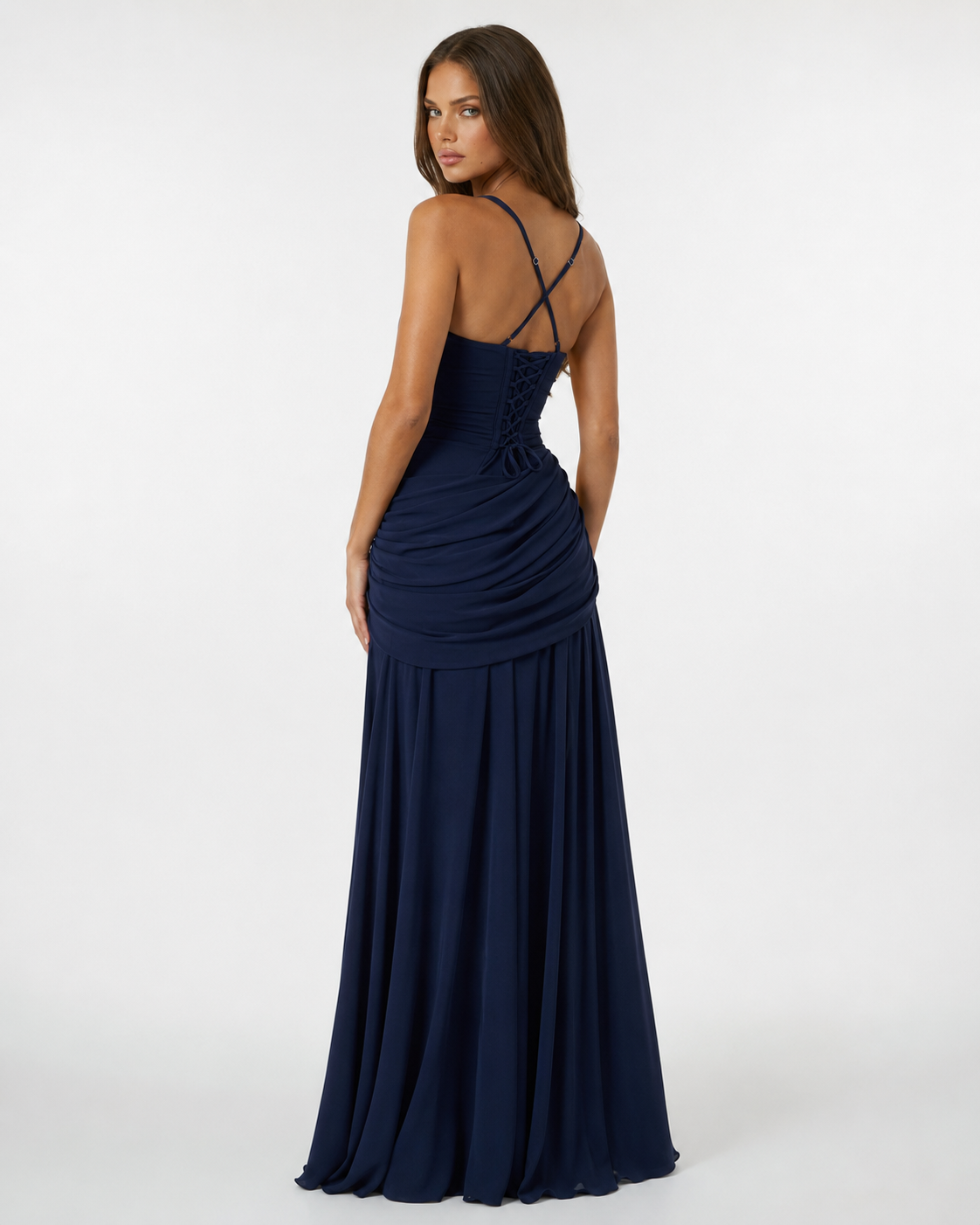ENIE | Vestido maxi con escote cuadrado fruncido para Mujer