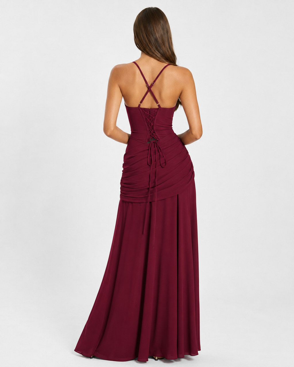 ENIE | Vestido maxi con escote cuadrado fruncido para Mujer