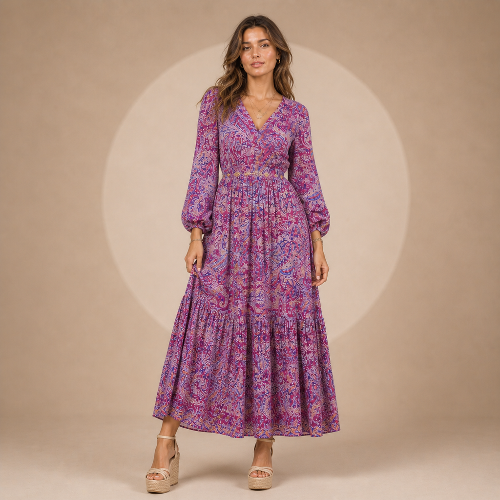 Lucía™ | Vestido Maxi Boho con Estampado Paisley