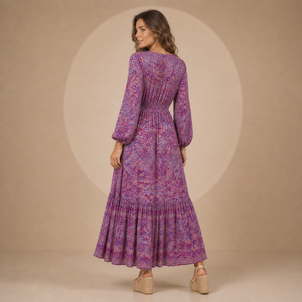 Lucía™ | Vestido Maxi Boho con Estampado Paisley