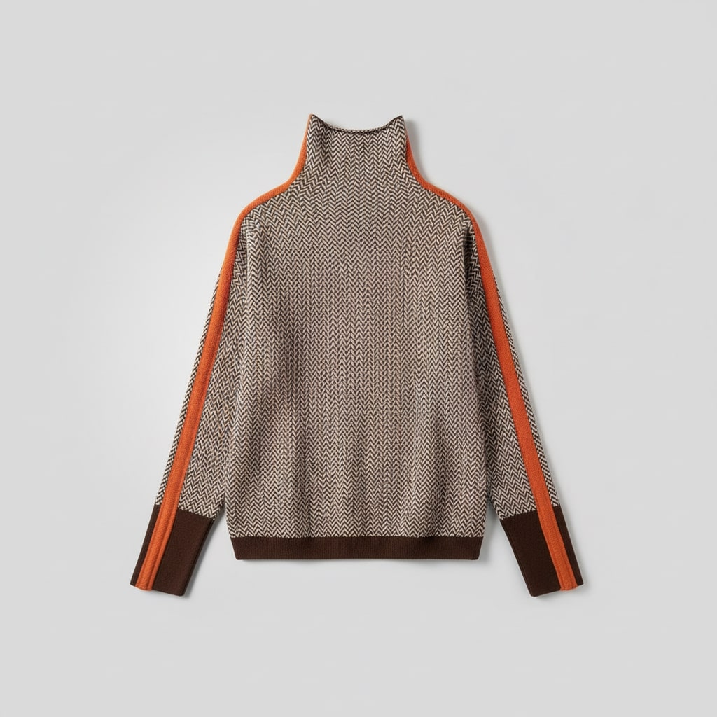 Elara | Suéter de cuello alto con rayas contrastantes