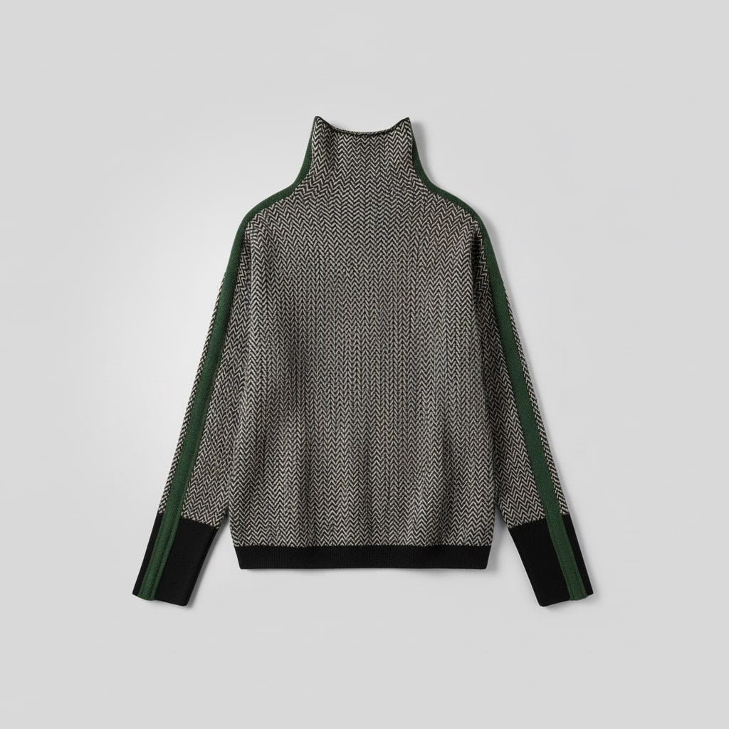 Elara | Suéter de cuello alto con rayas contrastantes