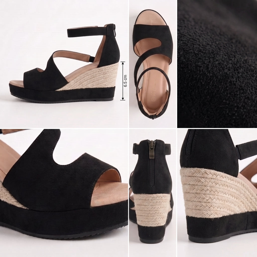 Monica | Cuña de Esparto para el Verano con Cremallera para Mujer