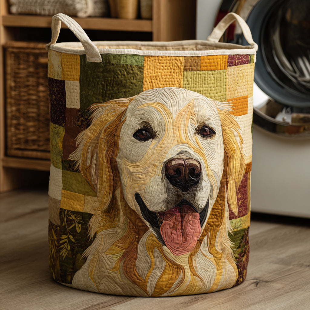 Golden Retriever Tierno | Cesta de Almacenamiento Acolchada