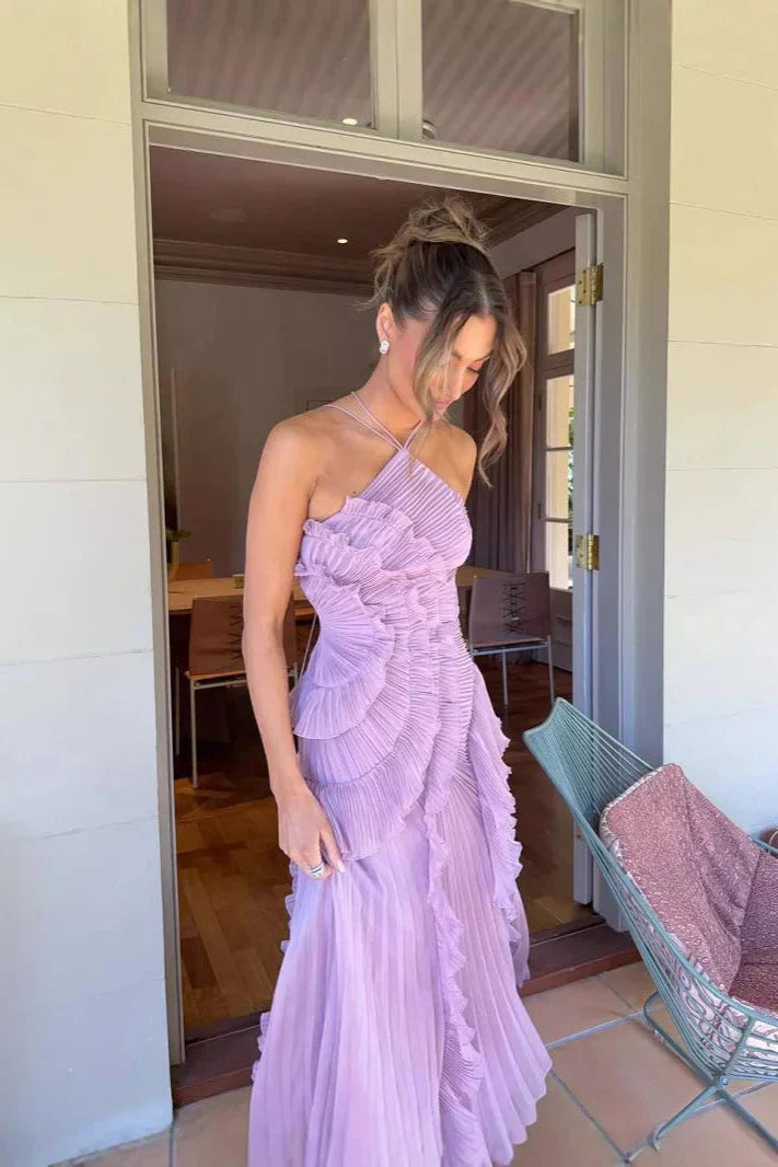 Vestido Lavanda Imperial | Elegancia romántica con movimiento