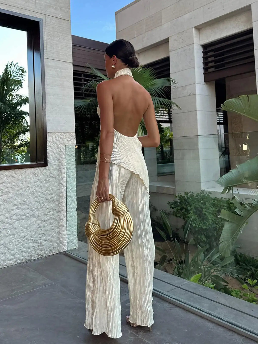 Conjunto Luna™ | Top Halter & Pantalón Fluido