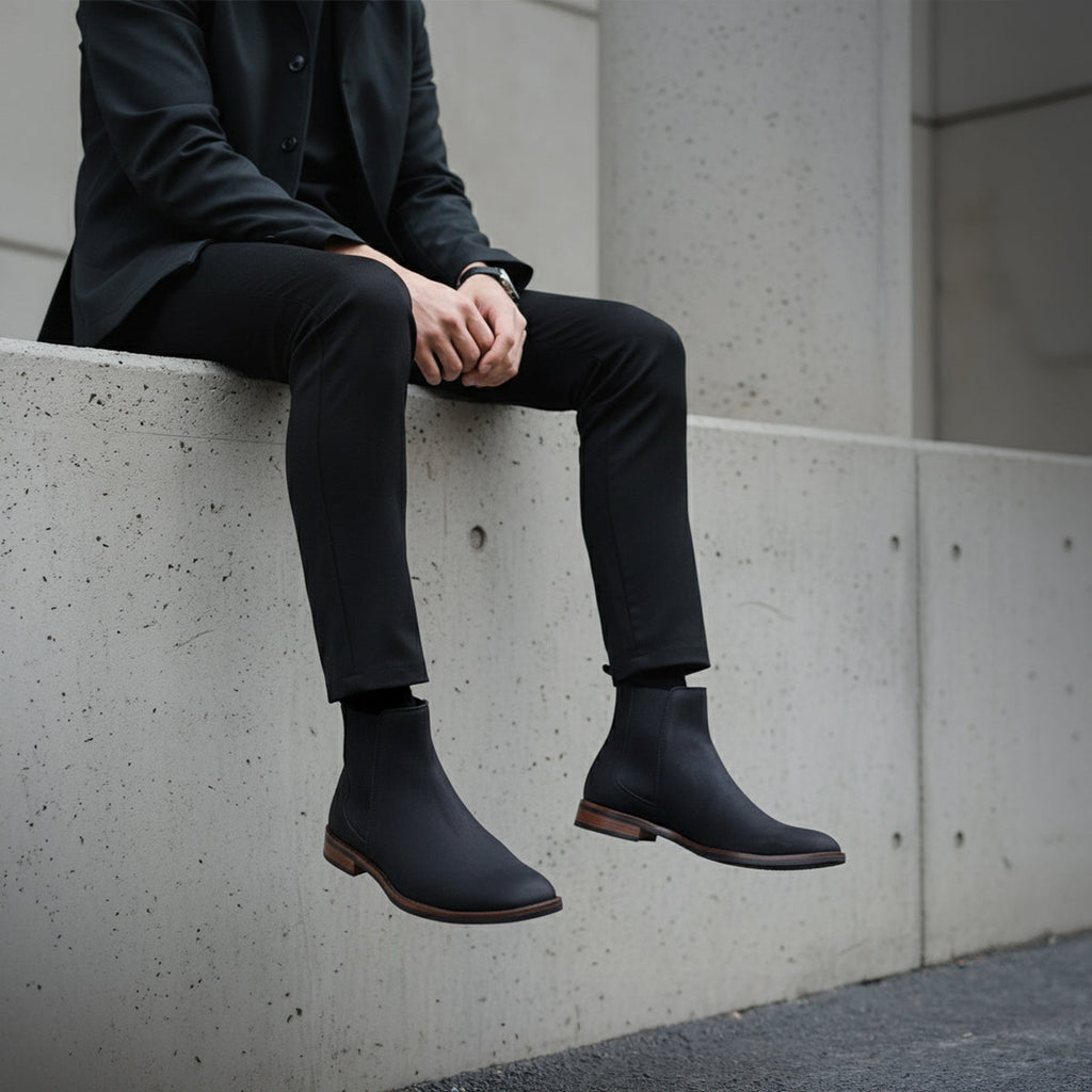 Botín Tipo Chelsea Negro (Nobuck)