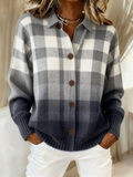 Agnese | Cardigan Scozzese Ombré Grigio con Bottoni