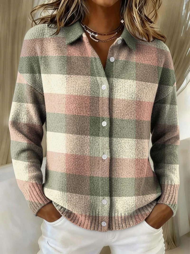 Grazia | Cardigan Scozzese Pastello in Maglia