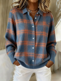 Bianca | Cardigan a Quadri Blu Caldo