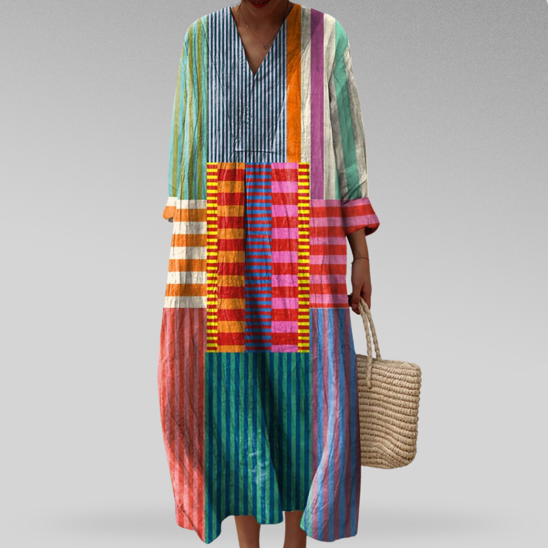 Vestido Estampado Geométrico Elegante