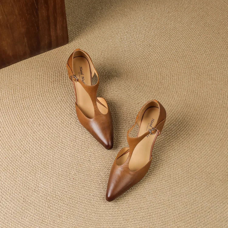Tacones Altos de Cuero Auténtico Triana