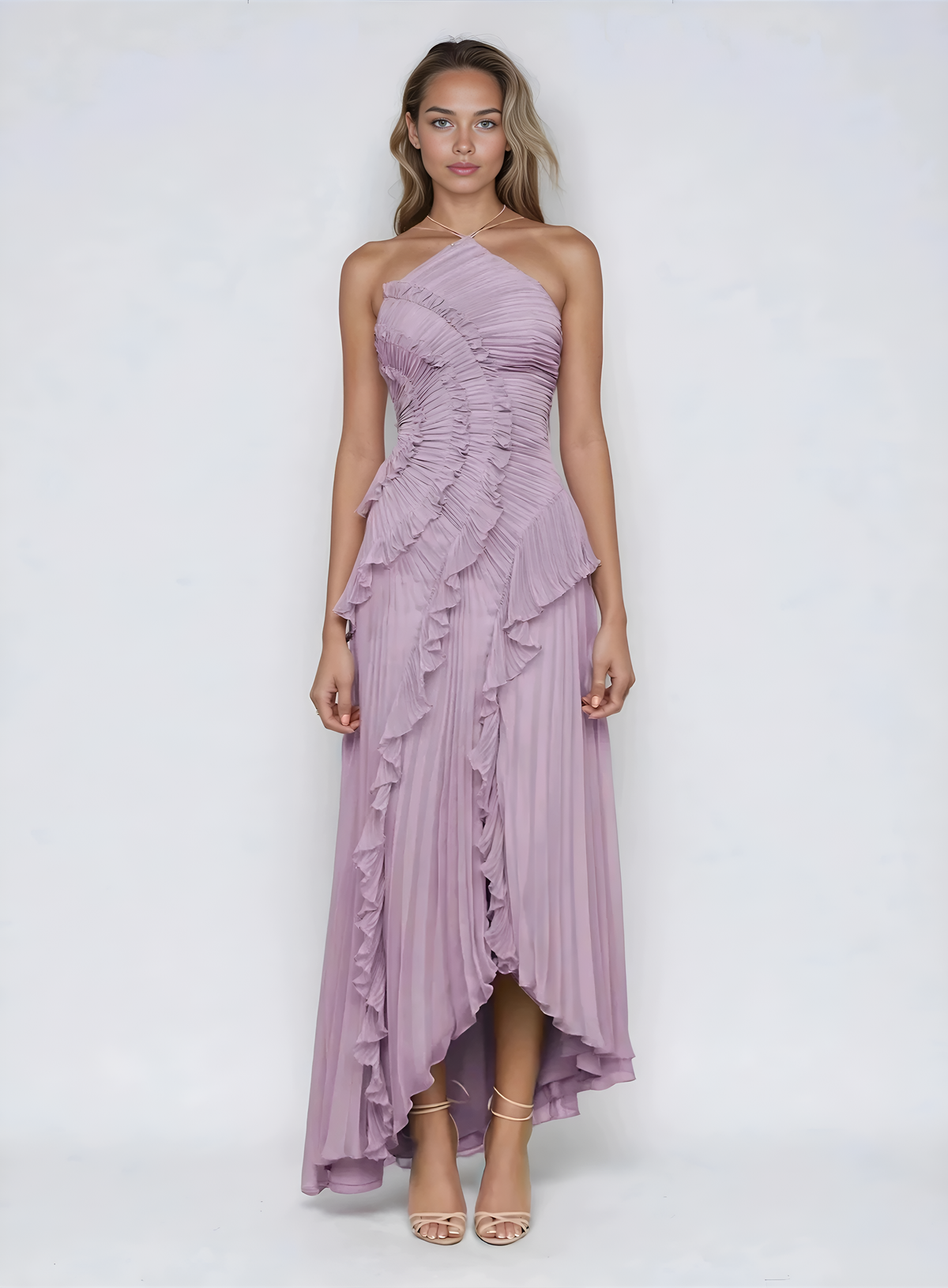 Vestido Lavanda Imperial | Elegancia romántica con movimiento