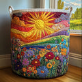 Flores y Sol | Cesta de Almacenamiento Acolchada