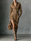 Vera™ | Abito midi in camoscio
