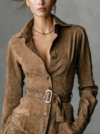Vera™ | Abito midi in camoscio