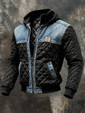 CHAQUETA NEGRA CON FORRO Y DETALLES DE DENIM