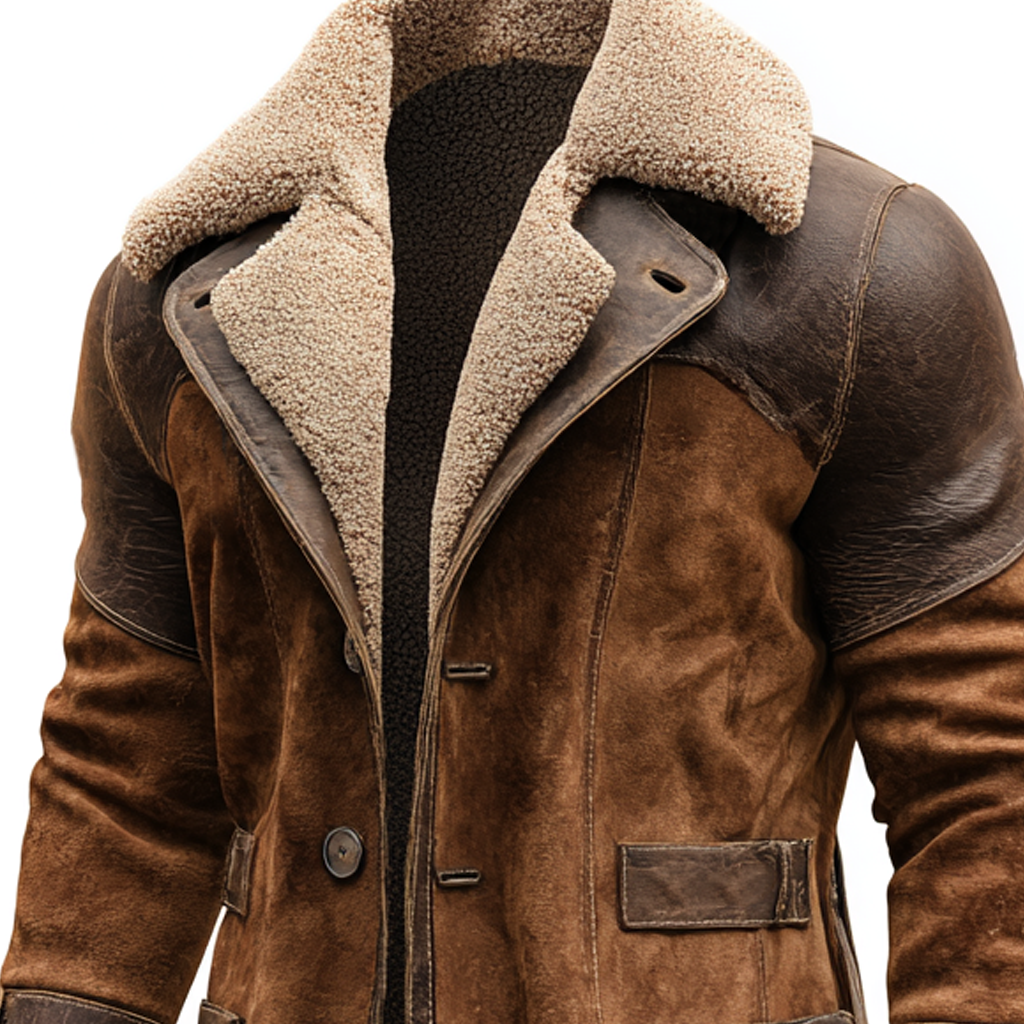 Rodrigo™ | Abrigo Vintage de Cuero Marrón con Shearling